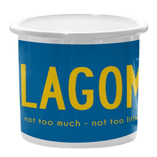 Citronelles Fika Emaljekopp 30 cl lagom blå gul Citronelles Fika Emaljekopp 30 cl lagom blå gul