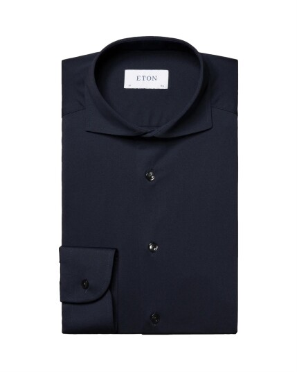 Eton Navy Four-Way Stretch Shirt Skjorte Marine  male 43