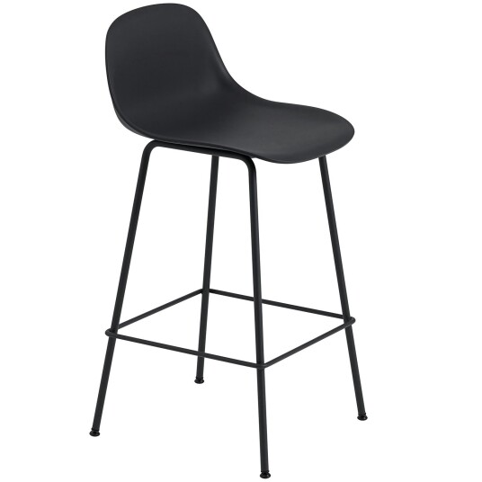 Muuto Fiber Tube Barstol Med Ryggstøtte 65 cm Sort / Antrasitt Muuto Fiber Tube Barstol Med Ryggstøtte 65 cm Sort / Antrasitt
