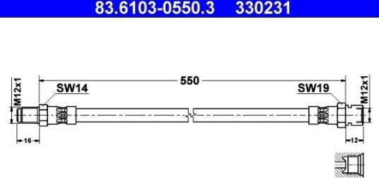 ATE 83.6103 0550.3 Bremseslange
