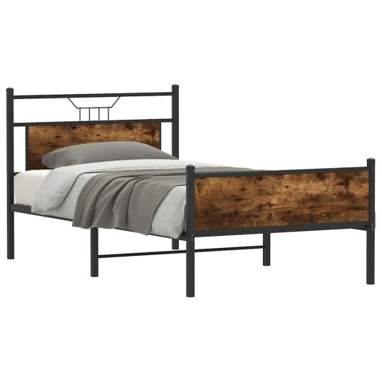 Sengeramme uten madrass røkt eik 100x190 cm konstruert tre 4106920