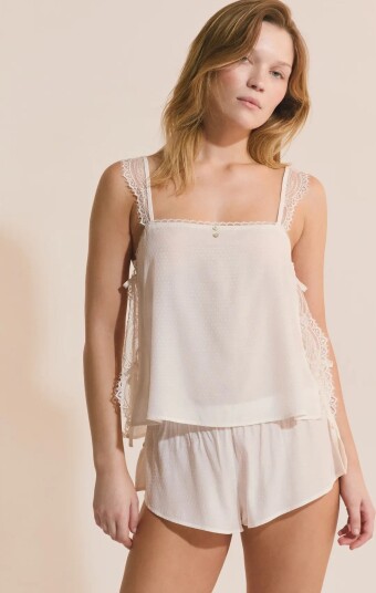 Etam Poudree Pyjama Top Cream XS