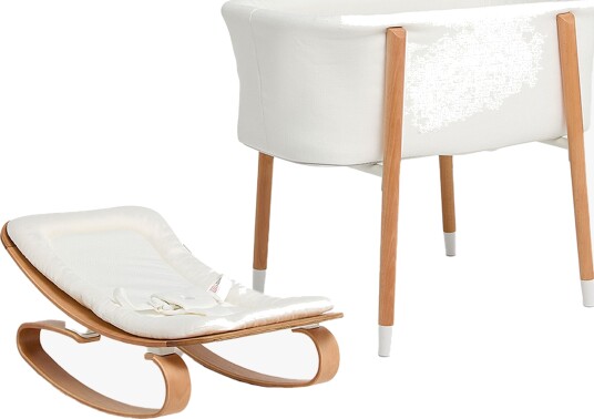 Beemoo Nordic Sprinkelseng & Vippestol, White/Wood Beemoo Nordic Sprinkelseng & Vippestol, White/Wood