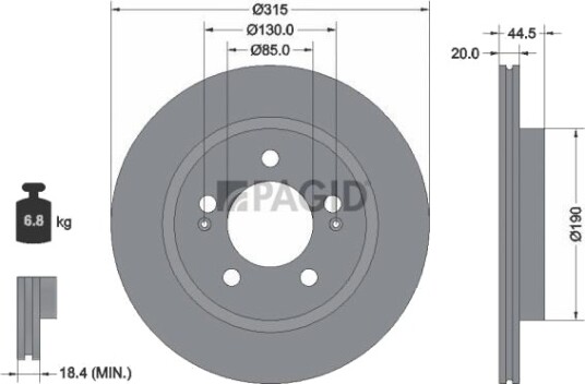 PAGID 56329NC Bremseskive