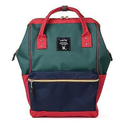 Anello Brand Dame Ryggsekk Stor Kapasitet Oxford Vanntett Skoleveske Anti tyveri Laptop Bag Mannlig og lig Reise Ryggsekk(15 Tommer Grønn Stave)
