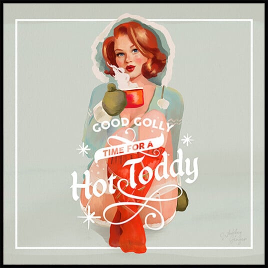 Hot Toddy Redhead Vintage Winter Cocktail Art NEW Plakat / 100x100cm Hot Toddy Redhead Vintage Winter Cocktail Art NEW Plakat / 100x100cm