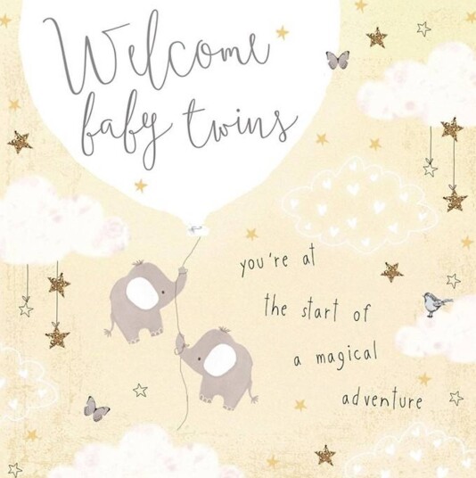Welcome Baby Twins (15 x 15cm) (Onesize)