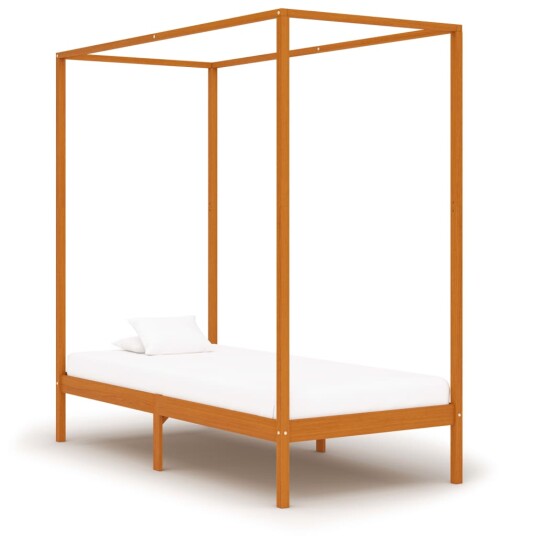 vidaXL Himmelsengeramme honningbrun heltre furu 100x200 cm vidaXL Himmelsengeramme honningbrun heltre furu 100x200 cm