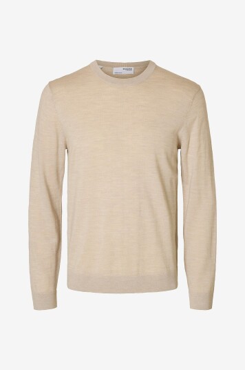 Selected Homme Genser slhTray LS Knit Merino Crew Neck Grå