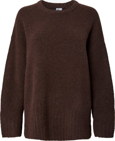pieces   Genser Pctina Ls O Neck Knit   Brun