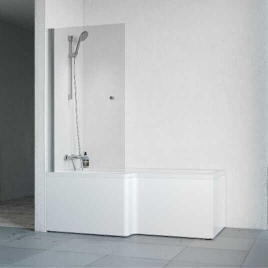 Macro Divine Badekar med Spirit dusjvegg 80 cm, Venstre, Hvit/Klart Glass