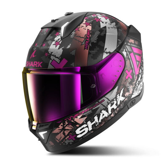 Shark Skwal i3 Hellcat Mat Full Face Helmet Black Chrome-Silver Shark Skwal i3 Hellcat Mat Full Face Helmet Black Chrome-Silver