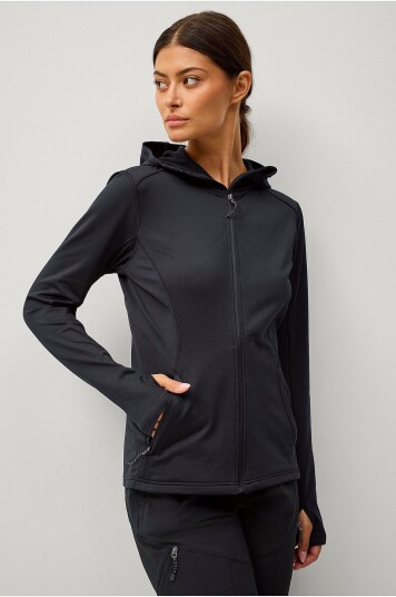 Áhkká Hettegenser Power Fleece FZ Hoodie Svart