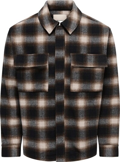 ONLY & SONS Onspaulo Zip Overshirt Vd JET BLACK XS