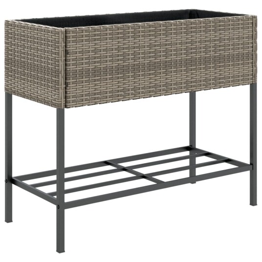  Plantekasser med hylle 2 stk grå 90x40x75 cm polyrotting