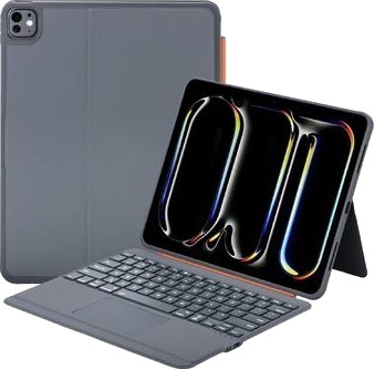iPad Pro 13 2024/2025 K09 Magnetisk læretui med tastatur og berøringsplate Svart