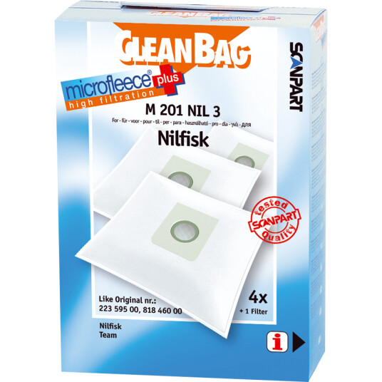 CLEANBAG STØVSUGERPOSE M 201 NIL 3 4-PK CLEANBAG STØVSUGERPOSE M 201 NIL 3 4-PK
