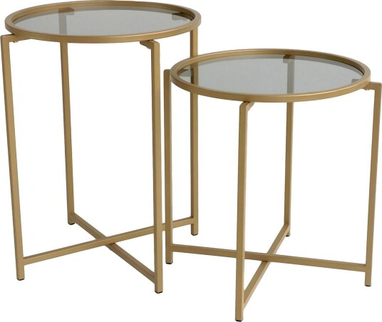 Hardinwre Settbord 50 cm Runt 2- pk - Røykfylt / Gull