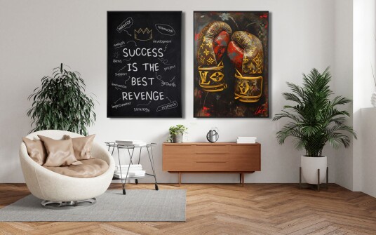Plakat Suksess & Boksehanske / Sett med 2 Plakat Suksess & Boksehanske / Sett med 2