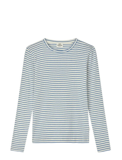 Mads Nørgaard 2X2 Cotton Stripe Talino Tee L/S Blue 104 Mads Nørgaard 2X2 Cotton Stripe Talino Tee L/S Blue 104