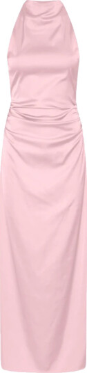 ROTATE Halterneck Ruched Maxi Kjole Rosa 38 ROTATE Halterneck Ruched Maxi Kjole Rosa 38