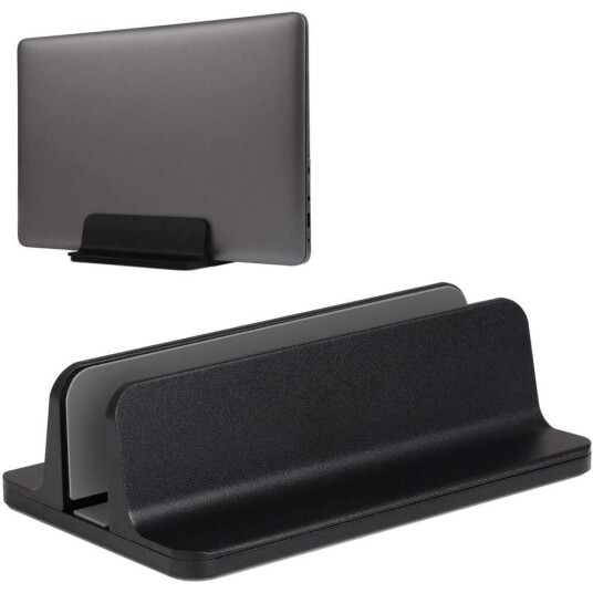 INCOVER Justerbar Vertikal Bordstativ Til MacBook & Bærbar - Aluminium Sort
