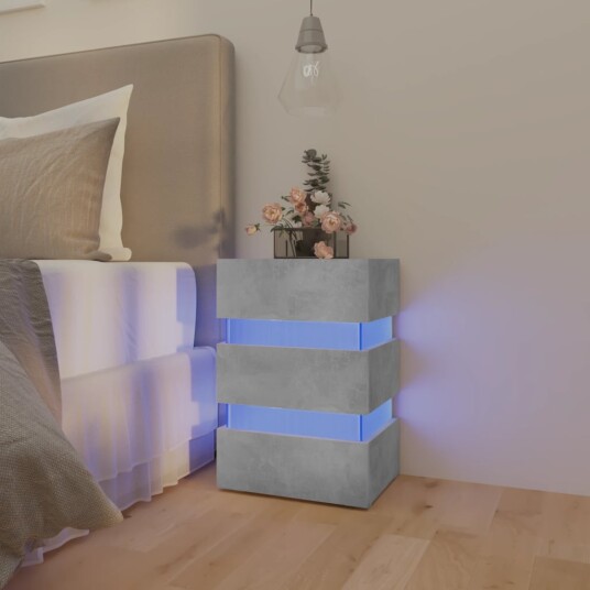 vidaXL LED-nattbord betonggrå 45x35x67 cm sponplate