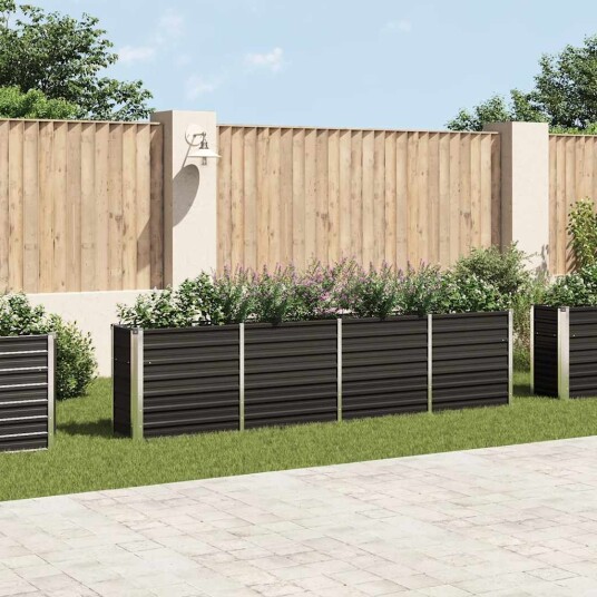 vidaXL Forhøyet hagebed 320x40x77 cm galvanisert stål antrasitt