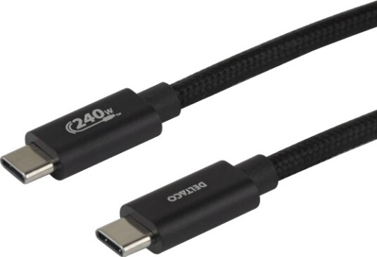 Usb 2.0 Ladekabel Epr 240W 1,0 M Flettet Svart