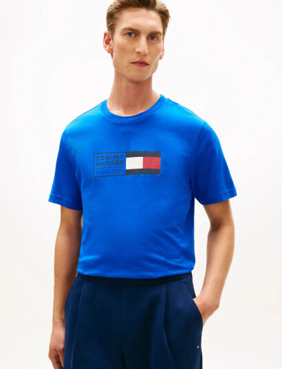 Tommy Hilfiger Brand Love Text Box Tee   Blue   L