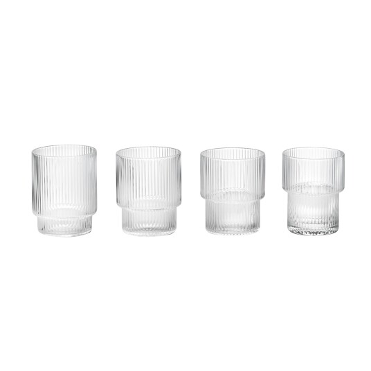 ferm LIVING Ripple glass 4-pakn. klar