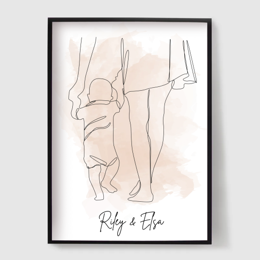Personlig Plakat Linjekunstfamilie