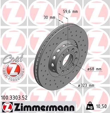Bremseskive ZIMMERMANN 100.3303.52 Bremseskive ZIMMERMANN 100.3303.52
