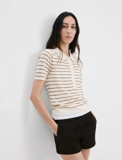 Mango Knitted Polo Neck Sweater Cream XS Mango Knitted Polo Neck Sweater Cream XS