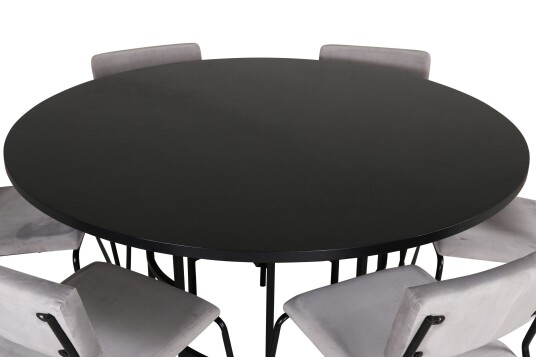 Venture Home Copenhagen Spisegruppe 140 cm Rund med 6 Kenth Stoler Sort