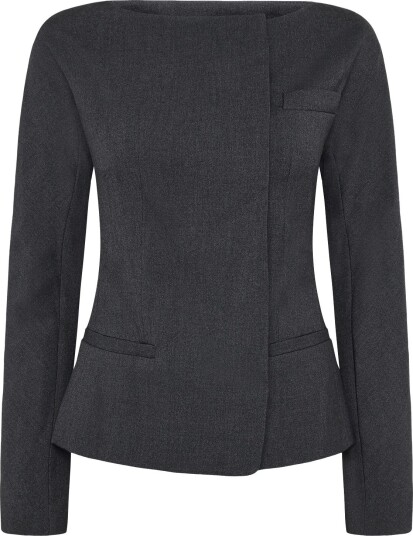 Mango Fitted Boat Neck Jacket Grey XS