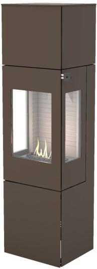 Nexo 160 mocca frittstående biopeis med sideglass og ståldør Nexo 160 mocca frittstående biopeis med sideglass og ståldør