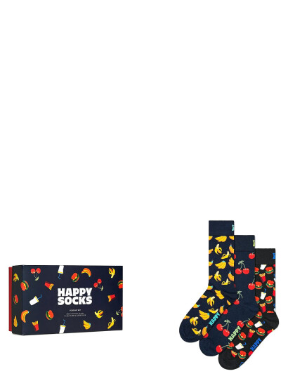 Happy Socks 3-Pack Food Socks Gift Set - Navy - 41-46