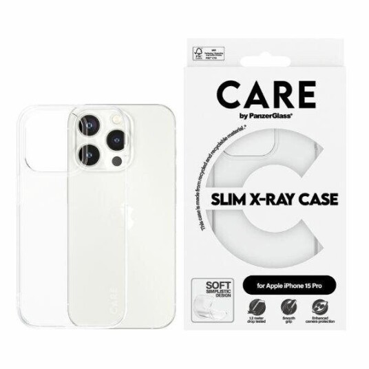 CARE by PanzerGlass Gjennomsiktig X-Ray Mobildeksel i Resirkulert Plast til iPhone 15 Pro