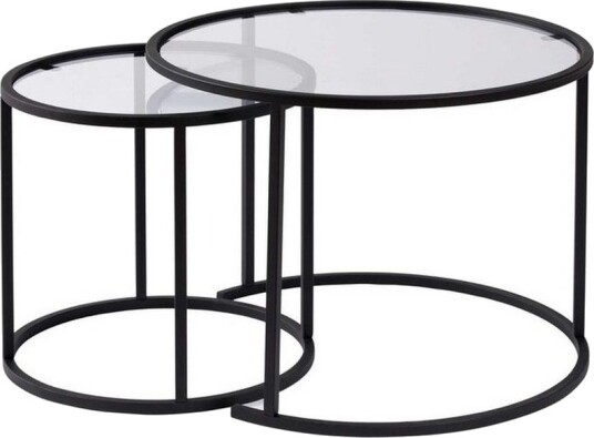 Sofabordsett 2 stykker Rikiya Liten Svart Transparent - Svart Transparent