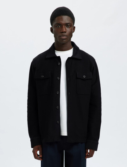 Selected Slholiver Sweat Overshirt Noos - Black - XXL