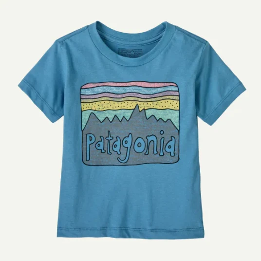 Patagonia Baby Fitz Roy Skies T skjorte til barn Shore Blue   6 12 mnd