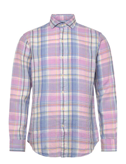 Polo Ralph Lauren Classic Fit Plaid Slub Linen Shirt Pink S Polo Ralph Lauren Classic Fit Plaid Slub Linen Shirt Pink S