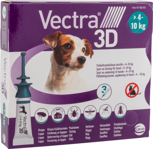 Vectra 3D Spot-On-Solution (Dogs) 4-10 kg 3Pk (478093) Vectra 3D Spot-On-Solution (Dogs) 4-10 kg 3Pk (478093)