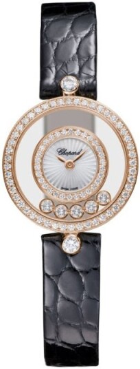 Chopard Dameklokke 203957 5214 Happy Diamonds Hvit/Lær Ø25.8 mm