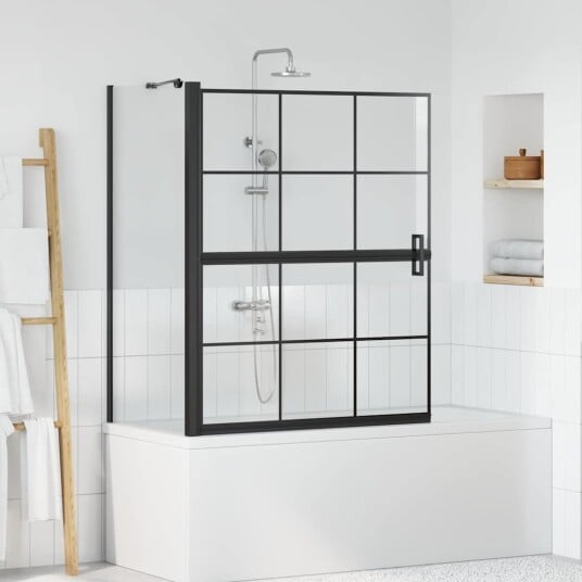 Bade dusjvegg Svart og gjennomsiktig 116 x 68 x 128 cm