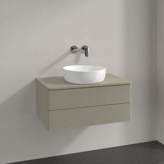 Villeroy & Boch Antao Servantskap med 2 skuffer 80x50x36 cm m/lys Steingrå Matt Villeroy & Boch Antao Servantskap med 2 skuffer 80x50x36 cm m/lys Steingrå Matt
