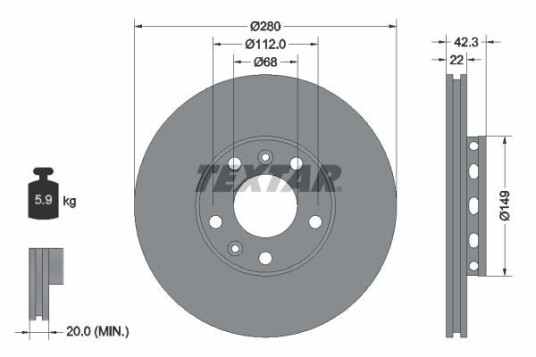 Bremseskive TEXTAR 92152203