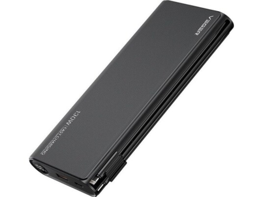 Veger Powerbank Veger Powerbank 25.000 Mah Med Innebygde Kabler Type C / Lightning Pd 130W Tce130 (W2503) Sort