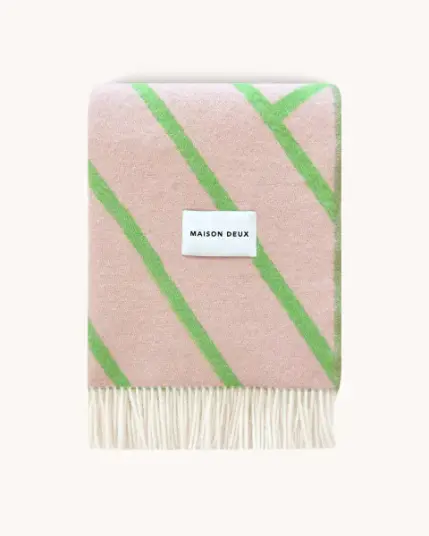 Maison Deux Lines Pledd Rosa/Grønn
